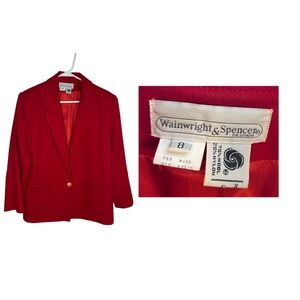 Wainwright & Spencer Vintage Red Wool Single Button Blazer, Size 8